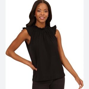 NWOT Adrianna Papel Black Flutter Short Sleeve Flowy Blouse Women’s Size Small